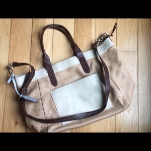 Cole Haan pebbled leather bag tan/bone/brown